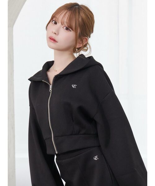 EATME（イートミー）の「【SETUP】ロゴ刺しゅう入りショートパーカー（パーカー・レディース・アイボリー/ブラック/ブルー/ピンク・FREE）」の18枚目の写真