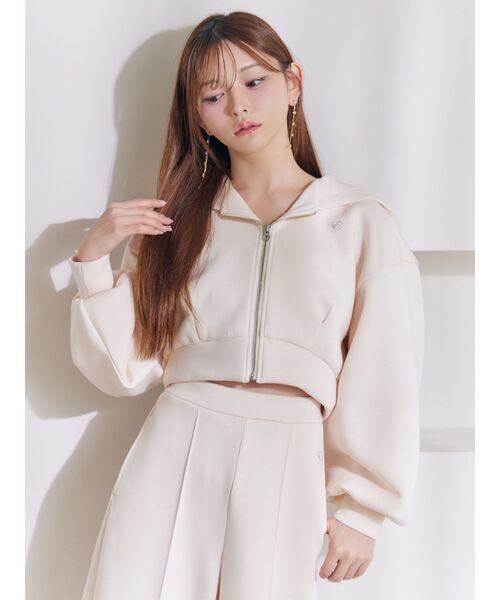 EATME（イートミー）の「【SETUP】ロゴ刺しゅう入りショートパーカー（パーカー・レディース・アイボリー/ブラック/ブルー/ピンク・FREE）」の19枚目の写真