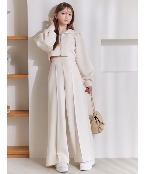 EATME（イートミー）の「【SETUP】ロゴ刺しゅう入りショートパーカー（パーカー・レディース・アイボリー/ブラック/ブルー/ピンク・FREE）」の22枚目の写真