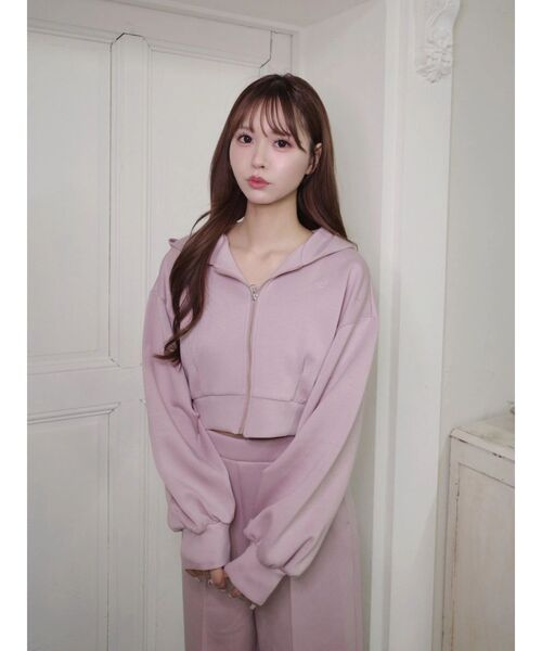 EATME（イートミー）の「【SETUP】ロゴ刺しゅう入りショートパーカー（パーカー・レディース・アイボリー/ブラック/ブルー/ピンク・FREE）」の11枚目の写真