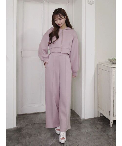 EATME（イートミー）の「【SETUP】ロゴ刺しゅう入りショートパーカー（パーカー・レディース・アイボリー/ブラック/ブルー/ピンク・FREE）」の7枚目の写真