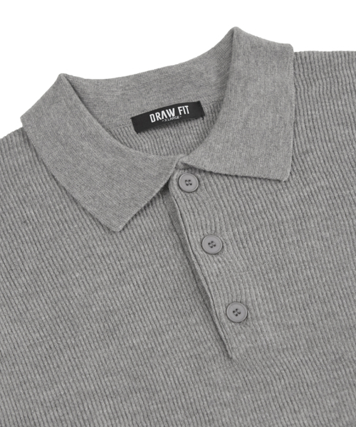 DRAW FIT（ドローフィット）の「ウールPBTハーフカラーニット[MELANGE GREY]（ポロシャツ・メンズ・その他・MEDIUM/LARGE/X-LARGE）」の4枚目の写真