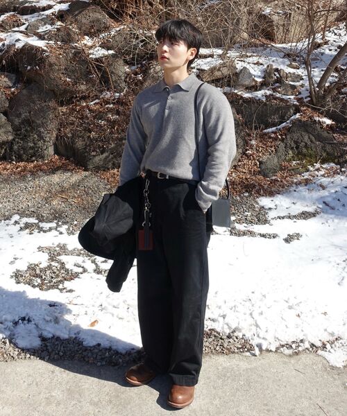DRAW FIT（ドローフィット）の「ウールPBTハーフカラーニット[MELANGE GREY]（ポロシャツ・メンズ・その他・MEDIUM/LARGE/X-LARGE）」の6枚目の写真