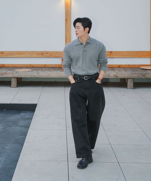 DRAW FIT（ドローフィット）の「ウールPBTハーフカラーニット[MELANGE GREY]（ポロシャツ・メンズ・その他・MEDIUM/LARGE/X-LARGE）」の7枚目の写真