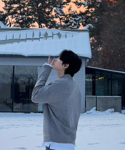 DRAW FIT（ドローフィット）の「ウールPBTハーフカラーニット[MELANGE GREY]（ポロシャツ・メンズ・その他・MEDIUM/LARGE/X-LARGE）」の9枚目の写真