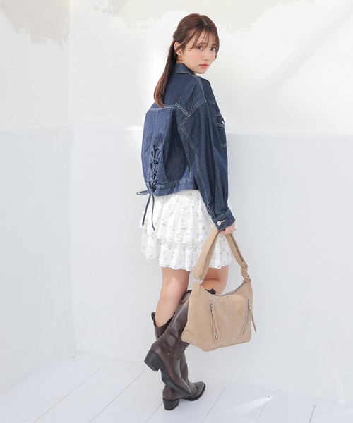 Honeys(ハニーズ)の「レースアップGジャン(デニムジャケット・レディース・インディゴブルー/ライトインディゴブルー/グレー・L/LL/M/S)」の19枚目の写真