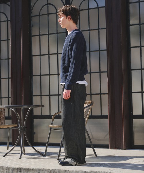 Regen Glanz(レーゲングランツ)の「vneck fisherman knit / Vネックフィッシャーマンニット(ニット/セーター・メンズ・ライトブルー/グレー/ネイビー/ライトパープル/レッド・MEDIUM/SMALL/LARGE)」の15枚目の写真