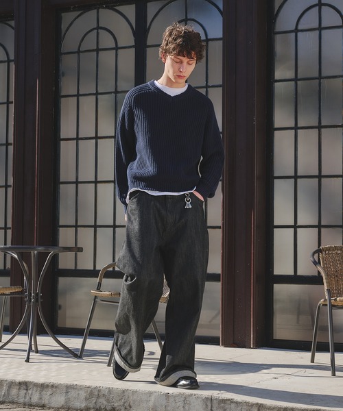 Regen Glanz(レーゲングランツ)の「vneck fisherman knit / Vネックフィッシャーマンニット(ニット/セーター・メンズ・ライトブルー/グレー/ネイビー/ライトパープル/レッド・MEDIUM/SMALL/LARGE)」の16枚目の写真