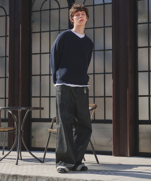 Regen Glanz(レーゲングランツ)の「vneck fisherman knit / Vネックフィッシャーマンニット(ニット/セーター・メンズ・ライトブルー/グレー/ネイビー/ライトパープル/レッド・MEDIUM/SMALL/LARGE)」の17枚目の写真