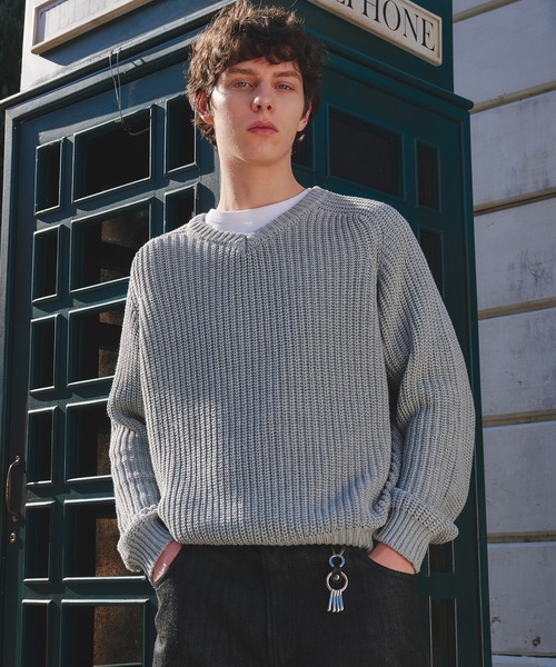 Regen Glanz(レーゲングランツ)の「vneck fisherman knit / Vネックフィッシャーマンニット(ニット/セーター・メンズ・ライトブルー/グレー/ネイビー/ライトパープル/レッド・MEDIUM/SMALL/LARGE)」の21枚目の写真