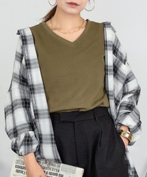 ワッフルVネック長袖Tシャツ ロングスリーブカットソー