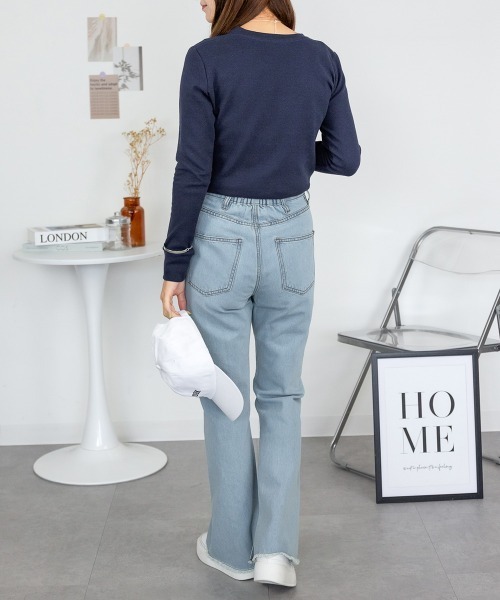 RCD(アールシーディー)の「ワッフルVネック長袖Tシャツ ロングスリーブカットソー(Tシャツ/カットソー・レディース・ネイビー/ホワイト/杢グレー/ブラック/カーキ・M/L/LL/3L/4L)」の18枚目の写真