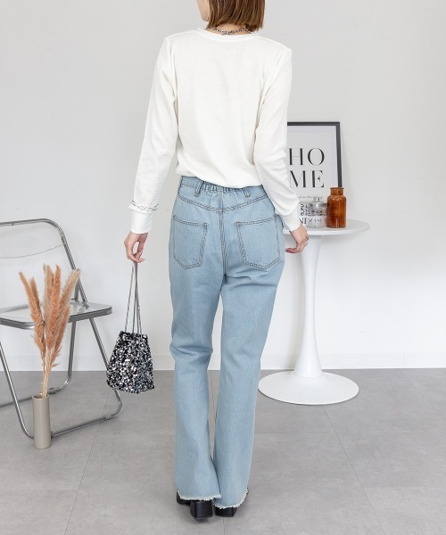 RCD(アールシーディー)の「ワッフルVネック長袖Tシャツ ロングスリーブカットソー(Tシャツ/カットソー・レディース・ネイビー/ホワイト/杢グレー/ブラック/カーキ・M/L/LL/3L/4L)」の6枚目の写真
