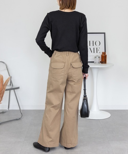 RCD(アールシーディー)の「ワッフルVネック長袖Tシャツ ロングスリーブカットソー(Tシャツ/カットソー・レディース・ネイビー/ホワイト/杢グレー/ブラック/カーキ・M/L/LL/3L/4L)」の9枚目の写真