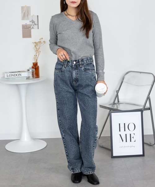 RCD(アールシーディー)の「ワッフルVネック長袖Tシャツ ロングスリーブカットソー(Tシャツ/カットソー・レディース・ネイビー/ホワイト/杢グレー/ブラック/カーキ・M/L/LL/3L/4L)」の10枚目の写真