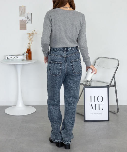 RCD(アールシーディー)の「ワッフルVネック長袖Tシャツ ロングスリーブカットソー(Tシャツ/カットソー・レディース・ネイビー/ホワイト/杢グレー/ブラック/カーキ・M/L/LL/3L/4L)」の12枚目の写真