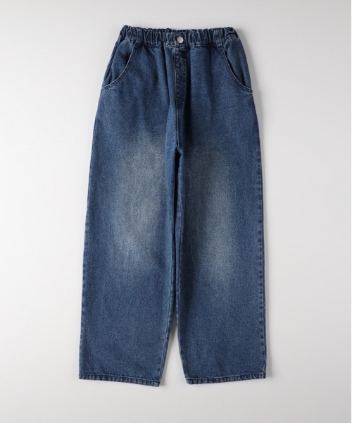 MPS(エムピーエス)の「【MPS】デニム ワイドパンツ (ウエストゴム / 動きやすさ / カジュアルスタイル)(デニムパンツ・キッズ・ライトインディゴブルー/ダークインディゴブルー・110/120/130/140/150/160)」の2枚目の写真