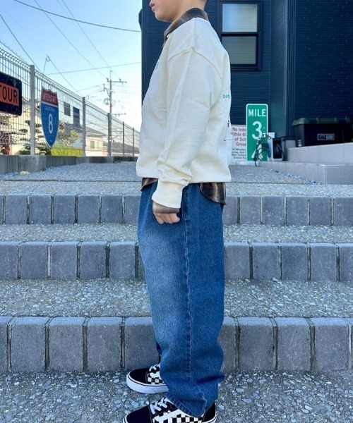 MPS(エムピーエス)の「【MPS】デニム ワイドパンツ (ウエストゴム / 動きやすさ / カジュアルスタイル)(デニムパンツ・キッズ・ライトインディゴブルー/ダークインディゴブルー・110/120/130/140/150/160)」の16枚目の写真