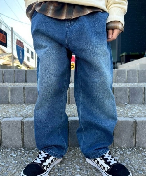 MPS(エムピーエス)の「【MPS】デニム ワイドパンツ (ウエストゴム / 動きやすさ / カジュアルスタイル)(デニムパンツ・キッズ・ライトインディゴブルー/ダークインディゴブルー・110/120/130/140/150/160)」の13枚目の写真