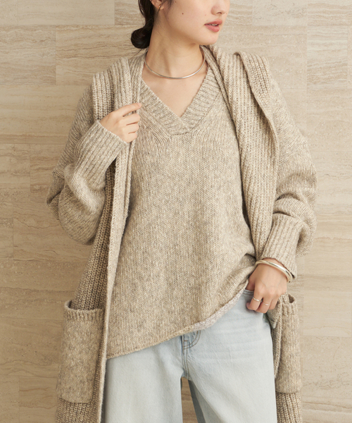 plage（プラージュ）の「3G ミックスVワイドプルオーバー（ニット/セーター・レディース・ベージュ/ブラウン・FREE）」の2枚目の写真