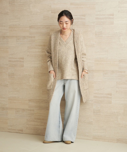 plage（プラージュ）の「3G ミックスVワイドプルオーバー（ニット/セーター・レディース・ベージュ/ブラウン・FREE）」の4枚目の写真