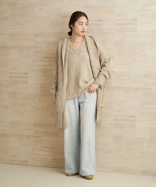 plage（プラージュ）の「3G ミックスVワイドプルオーバー（ニット/セーター・レディース・ベージュ/ブラウン・FREE）」の14枚目の写真