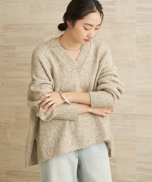 plage（プラージュ）の「3G ミックスVワイドプルオーバー（ニット/セーター・レディース・ベージュ/ブラウン・FREE）」の18枚目の写真