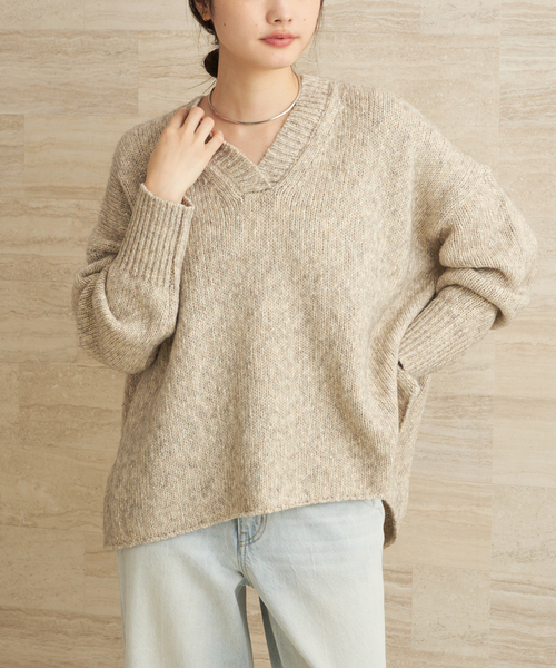 plage（プラージュ）の「3G ミックスVワイドプルオーバー（ニット/セーター・レディース・ベージュ/ブラウン・FREE）」の19枚目の写真