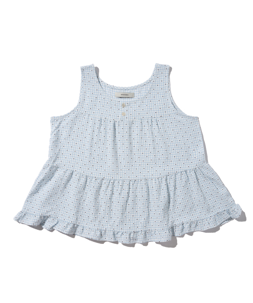 アイレットチェックシャーリングビスチェトップ（ブルー）