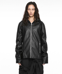 NACHE（ナチェ）の「HOODIE LEATHER JACKET (UNISEX) BLACK（ライダースジャケット）」