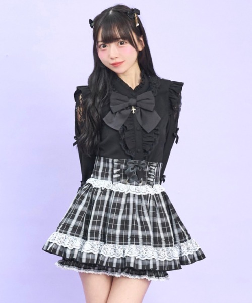 Secret Honey（シークレットハニー）の「レースアップスカパン（スカート・レディース・ブラック/グレー・MEDIUM）」の2枚目の写真