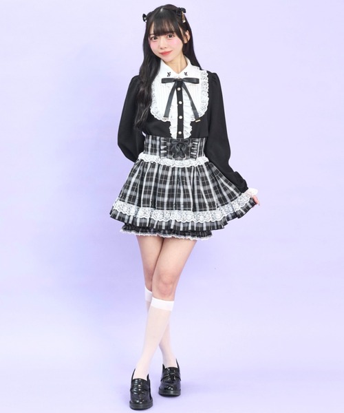 Secret Honey（シークレットハニー）の「レースアップスカパン（スカート・レディース・ブラック/グレー・MEDIUM）」の6枚目の写真