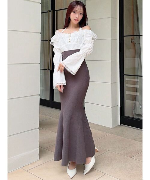 RESEXXY（リゼクシー）の「レースドッキングマーメイドニットワンピース（ワンピース・レディース・チャコールグレー/ベージュ/ミント・FREE）」の18枚目の写真