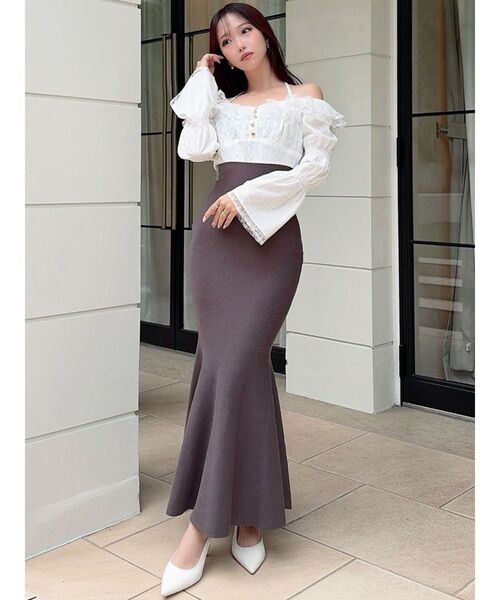 RESEXXY（リゼクシー）の「レースドッキングマーメイドニットワンピース（ワンピース・レディース・チャコールグレー/ベージュ/ミント・FREE）」の19枚目の写真