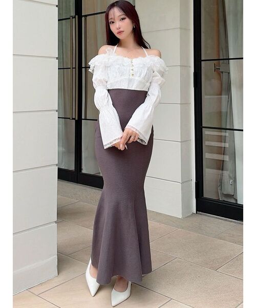 RESEXXY（リゼクシー）の「レースドッキングマーメイドニットワンピース（ワンピース・レディース・チャコールグレー/ベージュ/ミント・FREE）」の20枚目の写真