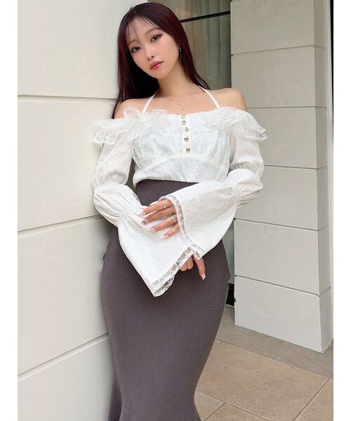 RESEXXY（リゼクシー）の「レースドッキングマーメイドニットワンピース（ワンピース・レディース・チャコールグレー/ベージュ/ミント・FREE）」の22枚目の写真