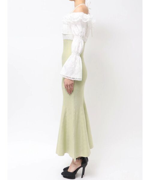 RESEXXY（リゼクシー）の「レースドッキングマーメイドニットワンピース（ワンピース・レディース・チャコールグレー/ベージュ/ミント・FREE）」の6枚目の写真