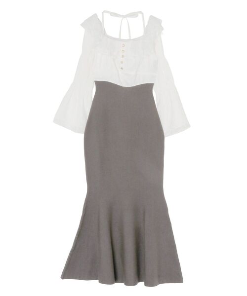 RESEXXY（リゼクシー）の「レースドッキングマーメイドニットワンピース（ワンピース・レディース・チャコールグレー/ベージュ/ミント・FREE）」の15枚目の写真