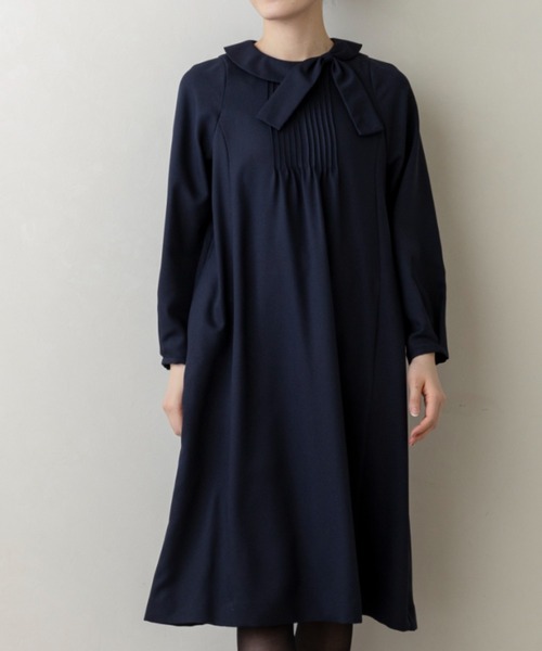 Sono ソーノ フリル付き ラインワンピース Navy Free size 新作2/20発売】ご自宅でお洗濯可能/吸水速乾【SONO/ソーノ】【SONO