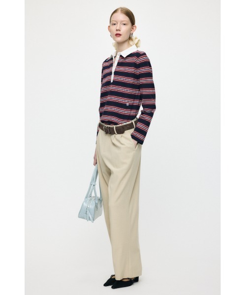 MOUSSY(マウジー)の「BORDER POLO KNIT Tシャツ(ポロシャツ・レディース・ホワイト/ブラウン/ネイビー・FREE)」の6枚目の写真