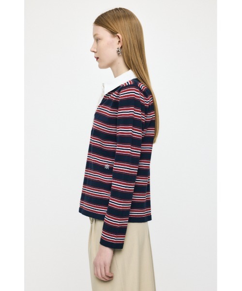 MOUSSY(マウジー)の「BORDER POLO KNIT Tシャツ(ポロシャツ・レディース・ホワイト/ブラウン/ネイビー・FREE)」の9枚目の写真