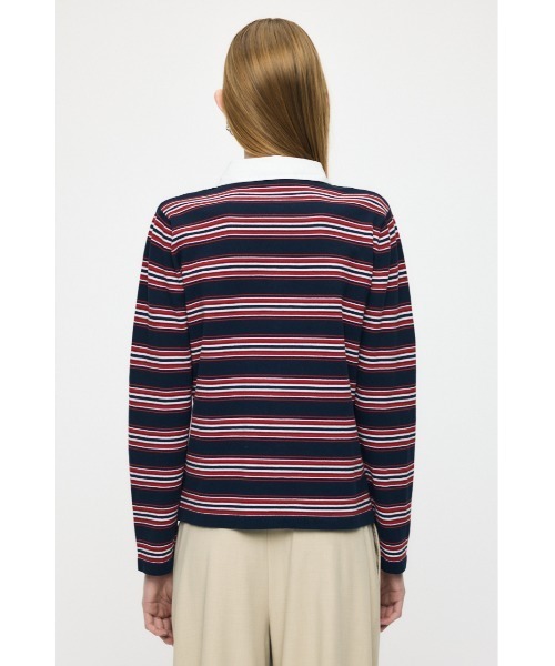 MOUSSY(マウジー)の「BORDER POLO KNIT Tシャツ(ポロシャツ・レディース・ホワイト/ブラウン/ネイビー・FREE)」の10枚目の写真