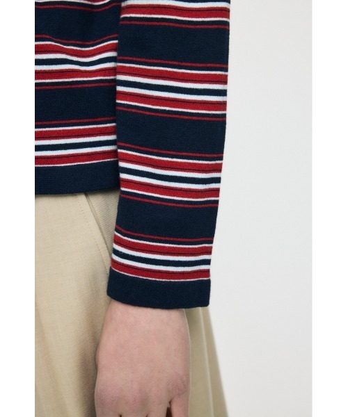 MOUSSY(マウジー)の「BORDER POLO KNIT Tシャツ(ポロシャツ・レディース・ホワイト/ブラウン/ネイビー・FREE)」の14枚目の写真