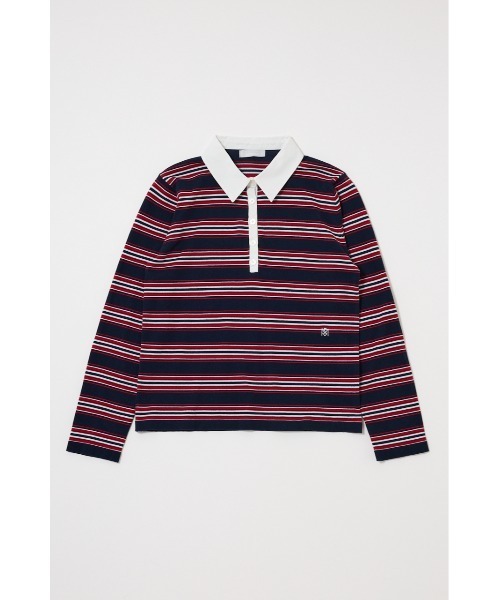 MOUSSY(マウジー)の「BORDER POLO KNIT Tシャツ(ポロシャツ・レディース・ホワイト/ブラウン/ネイビー・FREE)」の15枚目の写真