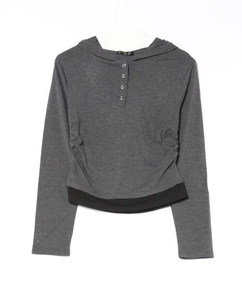GORGE(ゴージ)の「《ヘンリーネック×フード付き》レイヤードカットソー/春秋/全3色(Tシャツ/カットソー・レディース・ブラック/その他/チャコール・F)」の21枚目の写真