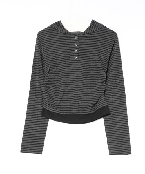 GORGE(ゴージ)の「《ヘンリーネック×フード付き》レイヤードカットソー/春秋/全3色(Tシャツ/カットソー・レディース・ブラック/その他/チャコール・F)」の22枚目の写真