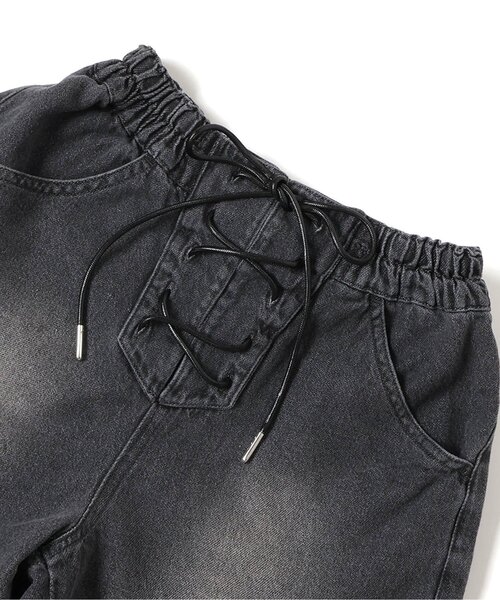 algy(アルジー)の「レースアップデニムショーパン(デニムパンツ・キッズ・ネイビー/サックスブルー/グレー・140/130/160/150)」の11枚目の写真