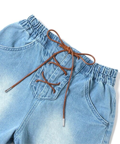 algy(アルジー)の「レースアップデニムショーパン(デニムパンツ・キッズ・ネイビー/サックスブルー/グレー・140/130/160/150)」の12枚目の写真