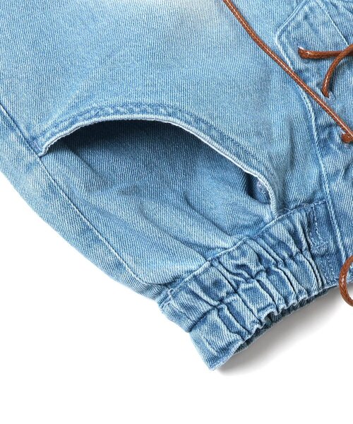 algy(アルジー)の「レースアップデニムショーパン(デニムパンツ・キッズ・ネイビー/サックスブルー/グレー・140/130/160/150)」の4枚目の写真