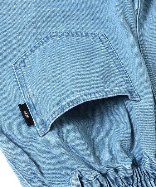 algy(アルジー)の「レースアップデニムショーパン(デニムパンツ・キッズ・ネイビー/サックスブルー/グレー・140/130/160/150)」の6枚目の写真